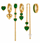 Pack de Pendientes Corazón Cristal Dorado - 6 Colores