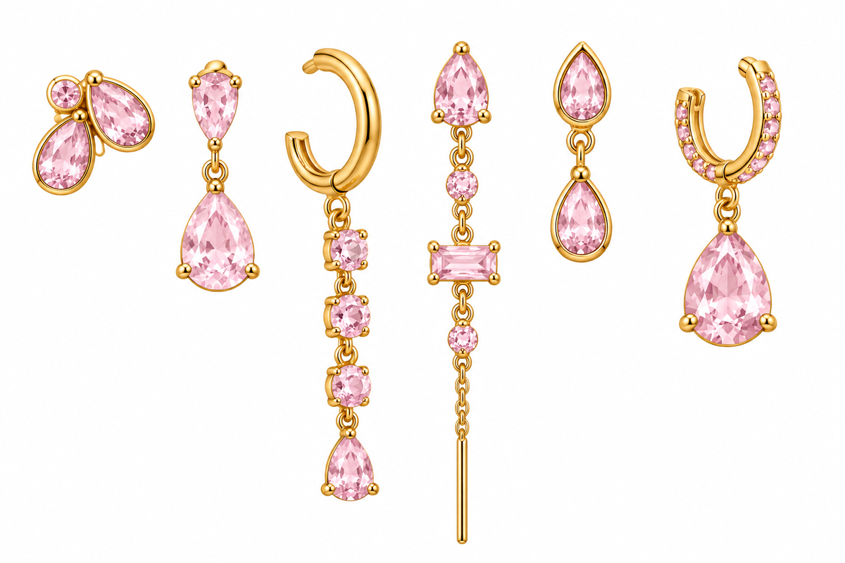 Pack de Pendientes Gotas Cristal Dorado - 6 Colores