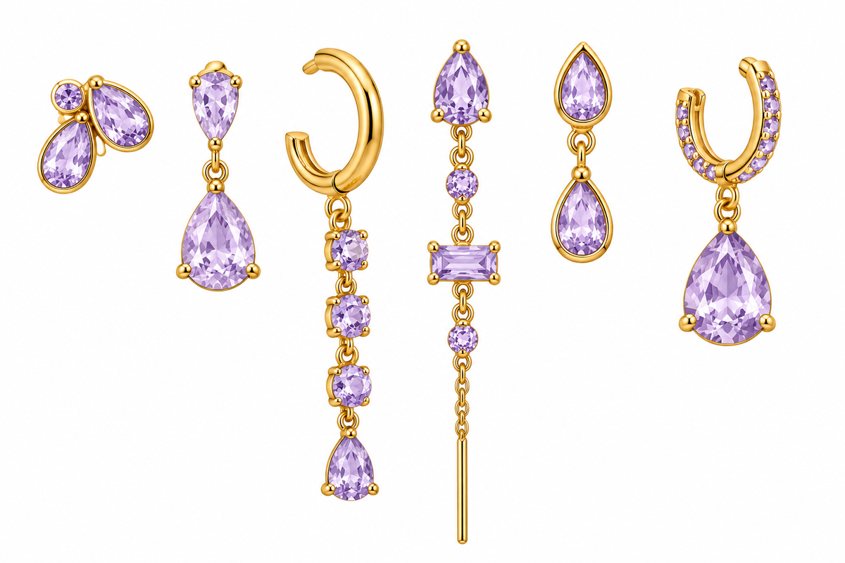 Pack de Pendientes Gotas Cristal Dorado - 6 Colores