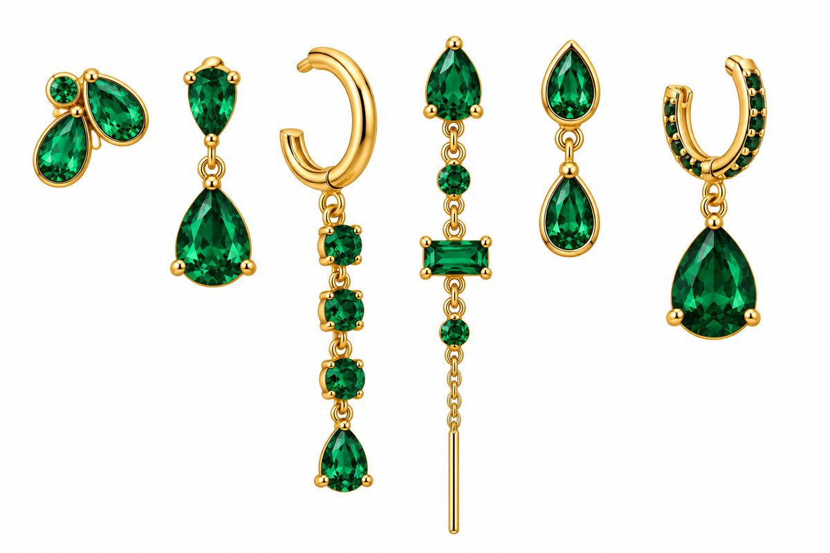 Pack de Pendientes Gotas Cristal Dorado - 6 Colores