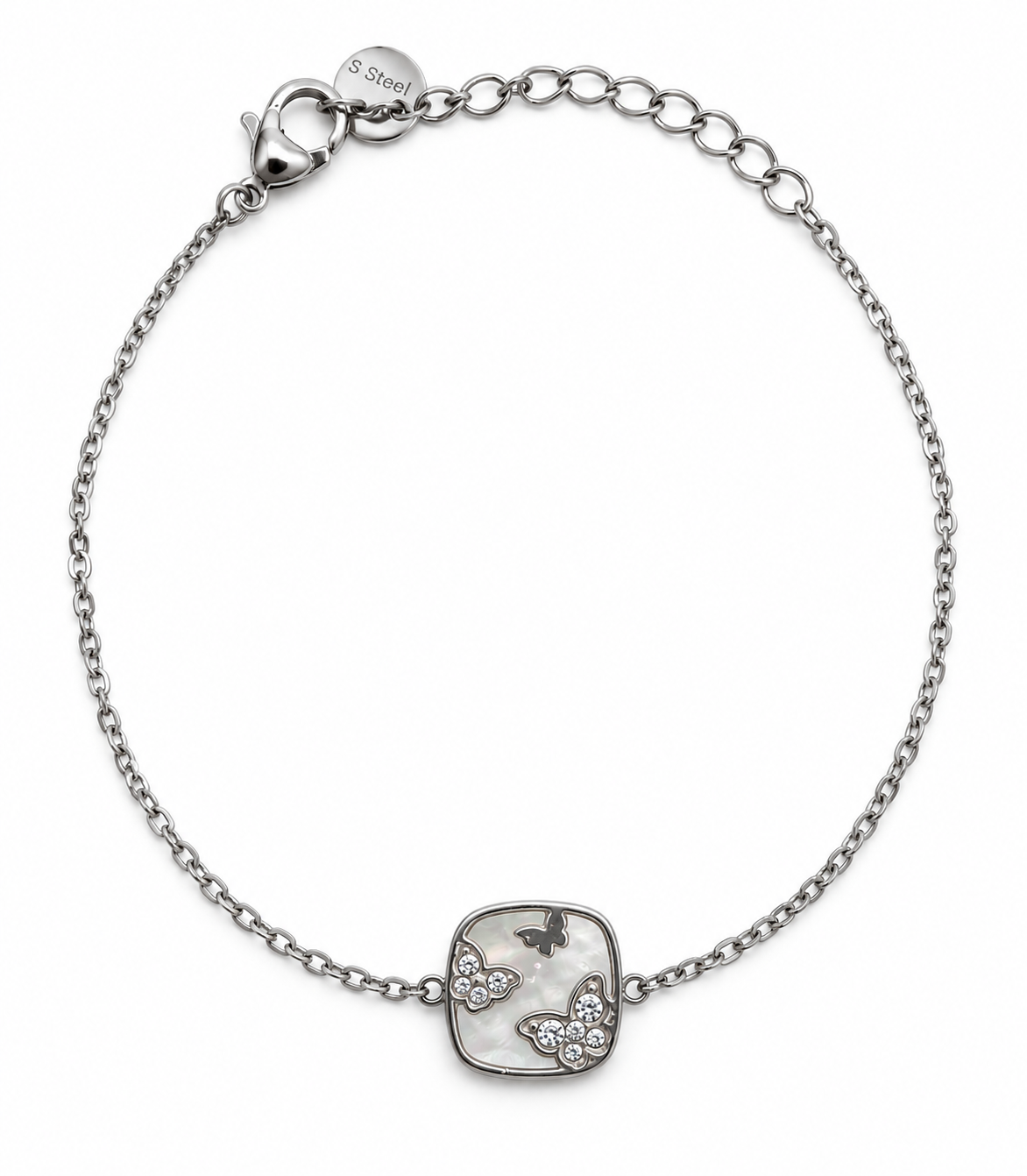 Pulsera Cuadrado de Mariposas Plateado