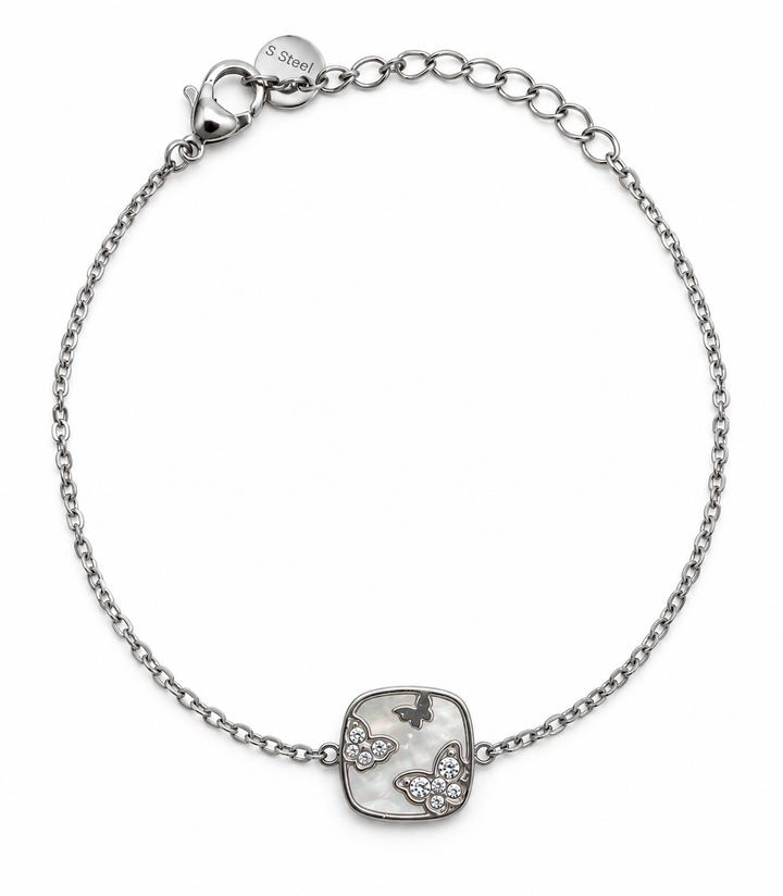 Pulsera Cuadrado de Mariposas Plateado