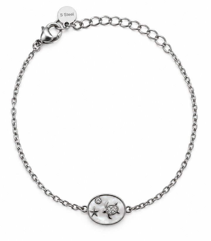 Pulsera Marino Nacarado Plateado