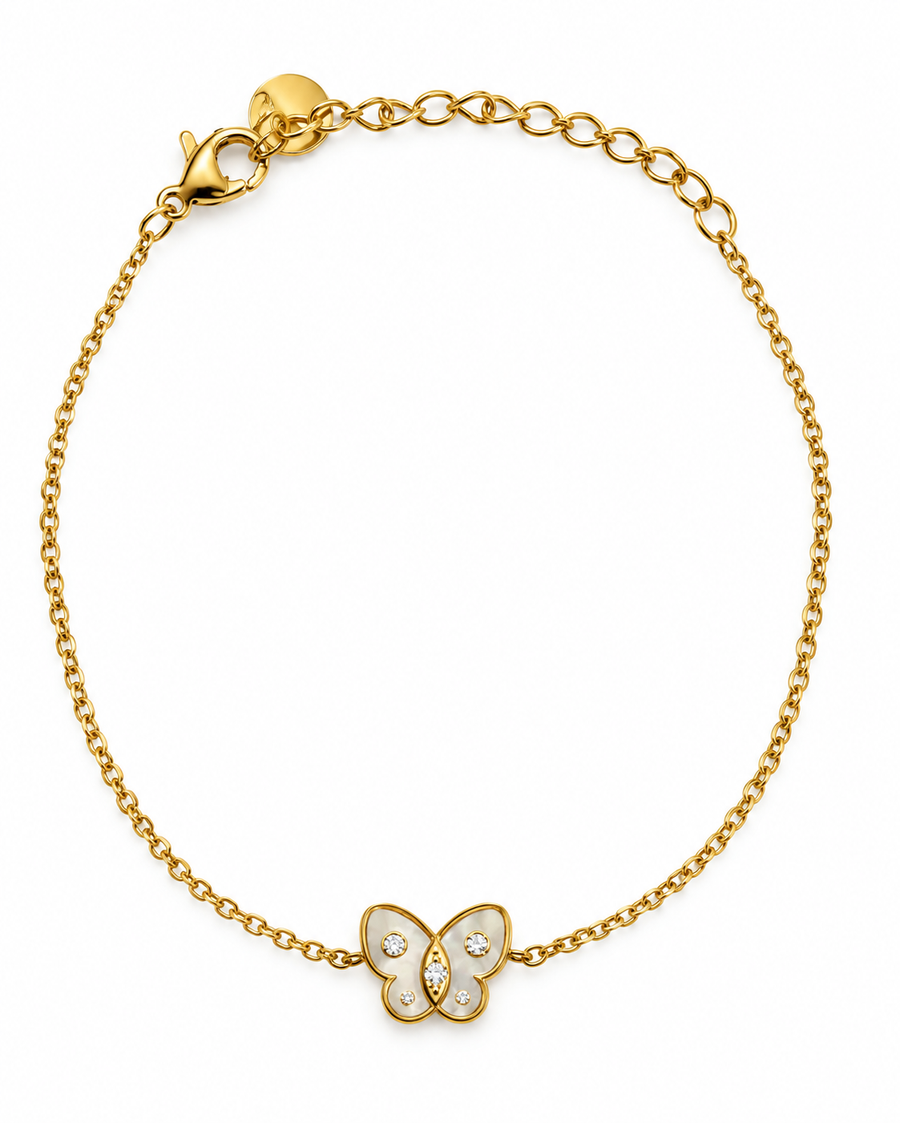 Pulsera Mariposa Nacarada Dorado
