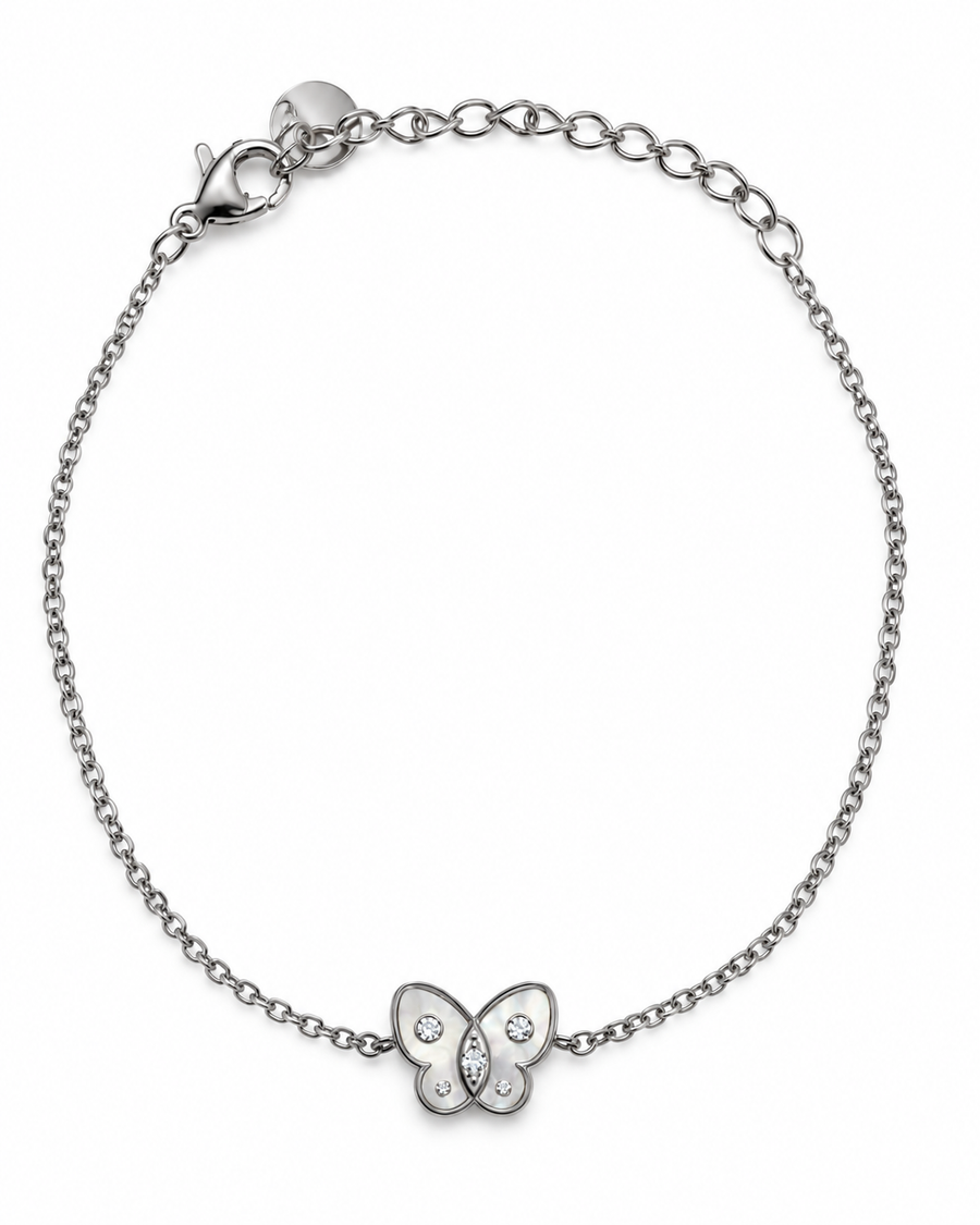 Pulsera  Mariposa Nacarada Plateada