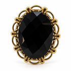 Anillo Vintage Piedra Ovalada Facetada y Marco Calado Dorado