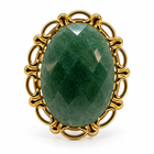 Anillo Vintage Piedra Ovalada Facetada y Marco Calado Dorado