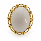 Anillo Vintage Piedra Ovalada Facetada y Marco Calado Dorado