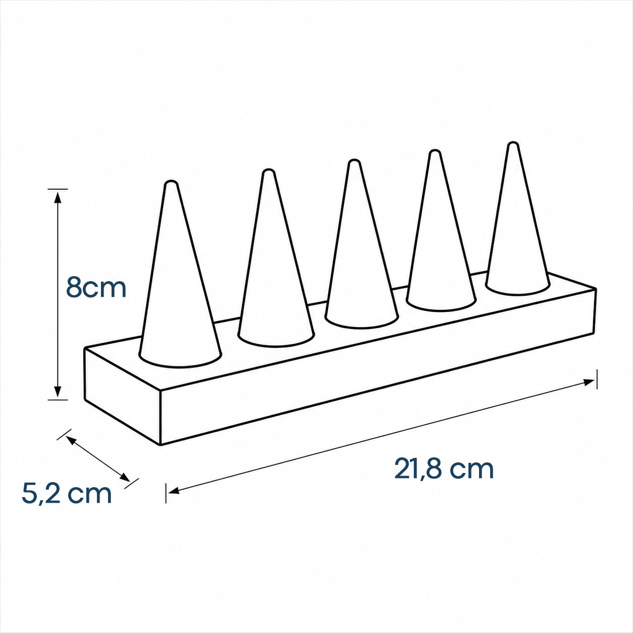 Exhibidor de 5 Conos para Anillos - 4 Colores