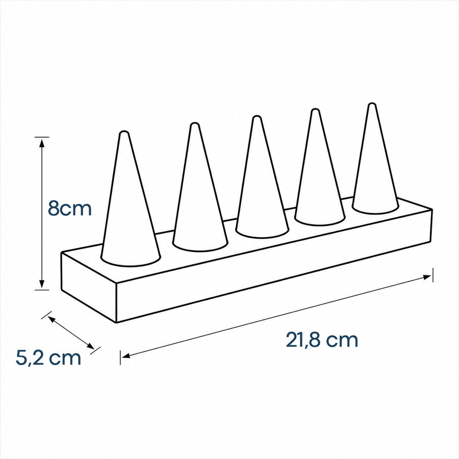 Exhibidor de 5 Conos para Anillos - 4 Colores