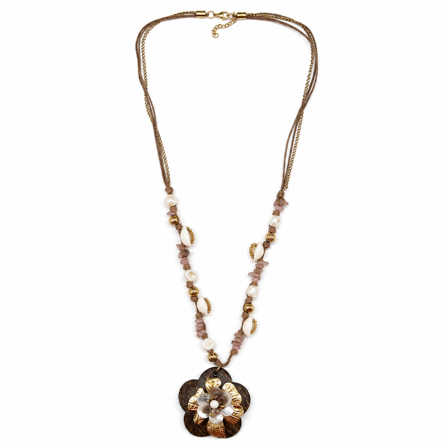 Collar Flor Acero Dorado